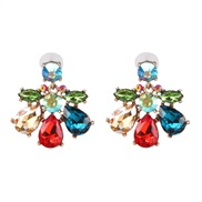 creative trend  occidental style Rhinestone  glass flowers ear stud  personality all-Purpose earrings