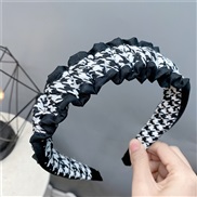 (black and white) blue gold velvet houndstooth eadband flower Cloth color big head buckle woman