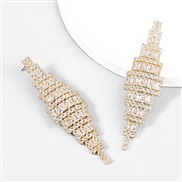 ( Gold)occidental style retro Alloy diamond Rhinestone long style geometry earrings woman superearrings