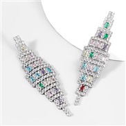 (color )occidental style retro Alloy diamond Rhinestone long style geometry earrings woman superearrings