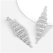 ( Silver)occidental style retro Alloy diamond Rhinestone long style geometry earrings woman superearrings