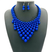 ( blue)imitate Pearl triangle tassel necklace set brief ecklace
