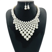 ( white)imitate Pearl triangle tassel necklace set brief ecklace