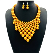 ( yellow)imitate Pearl triangle tassel necklace set brief ecklace