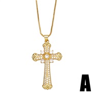 (A)occidental style cross pendant necklace woman samllins sweater chain clavicle chainnka