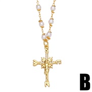 (B)occidental style fashion creative personality cross pendant Pearl necklacenka