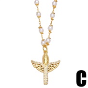 (C)occidental style fashion creative personality cross pendant Pearl necklacenka