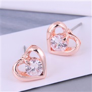 ( rose gold ) Korean style fashion Metal concise love zircon personality ear stud