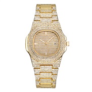 (Gold) diamond lady watch  rhinestone Alloy watchband day quartz watch-face watch woman