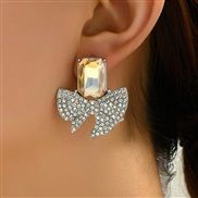 occidental style fashion Metal flash diamond bow temperament woman ear stud