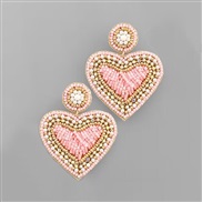 ( Pink)occidental style wind fresh lovely sweet handmade ClothDIY love earring trend Earring