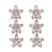 ( White K+ Gold)E color Five-pointed star glass diamond earrings  samll temperament flowers palace wind earring woman