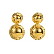 ( Gold)E bronze geometry Double earrings personality brief fashion temperament surface earring