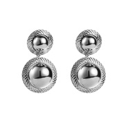( White K)E bronze geometry Double earrings personality brief fashion temperament surface earring