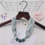 ( Malachite blue )spring trend woman print Beads Cloth necklace candy colors ornament scarves