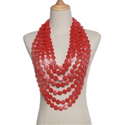 ( red) occidental style exaggerating long style necklace multilayer tassel sweater chain banquetnecklace