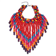 ( Color)Africa pattern color necklace tassel triangle Modeling shawl chain exaggeratingnecklace