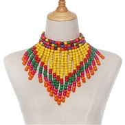 (color  yellow)Africa pattern color necklace tassel triangle Modeling shawl chain exaggeratingnecklace