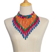 ( orange)Africa pattern color necklace tassel triangle Modeling shawl chain exaggeratingnecklace