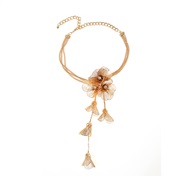( Gold)occidental style Alloy diamond flowers necklace long style tassel flowers pendant clavicle chain temperament all