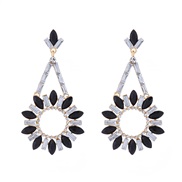 ( black)occidental style fashion trend colorful diamond exaggerating earrings Round flower earring woman temperament hi