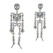 (silvery color ) skull earrings occidental style exaggerating Earring woman trend fully-jewelled Halloweenearrings