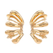 ( Gold)autumn Alloy earrings occidental style exaggerating Earring woman Metal flowers ear stud trend