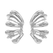 ( Silver)autumn Alloy earrings occidental style exaggerating Earring woman Metal flowers ear stud trend