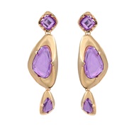 (purple) occidental style exaggerating earrings woman multilayer geometry Alloy Acrylic Bohemian style earring