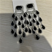 ( black)occidental style exaggerating flash diamond drop tassel earrings personality temperament Ladies wind Earring w