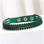 ( green)occidental style row leather long style fully-jewelled bracelet Korea velvet  diamond bracelet woman necklace