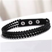 ( black)occidental style row leather long style fully-jewelled bracelet Korea velvet  diamond bracelet woman necklace