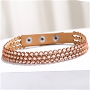 ( khaki)occidental style row leather long style fully-jewelled bracelet Korea velvet  diamond bracelet woman necklace