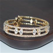 (SL 1211  Gold)bride layer Pearl Rhinestone zircon twining opening bangle bracelet gold silver color diamond bracelet w