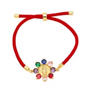 (color zircon ) fashion flowers weave bracelet woman embed color zircon braceletbra