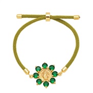 ( green) fashion flowers weave bracelet woman embed color zircon braceletbra