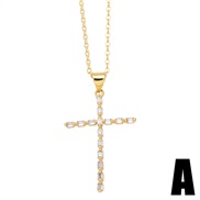 (A) cross necklace woman samll personality embed zircon angel pendant clavicle chainnkb