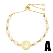 (A)occidental style fashion Pearl bracelet samll retro gold crossbra