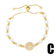 (C)occidental style fashion Pearl bracelet samll retro gold crossbra