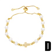 (D)occidental style fashion Pearl bracelet samll retro gold crossbra