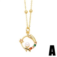 (A)occidental style brief fashion Pearl love necklace woman samll flowers embed zircon clavicle chainnkb