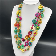 ( Color 1) three layer beads necklace  Bohemian style sweater chain necklace