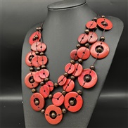 ( red 2 ) Bohemian style three layer necklace occidental style retronecklace color