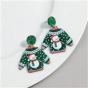 new christmas wind cartoon lovely wind christmas sweater Santa Claus deer day gift earrings Earring