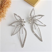(A1235 silvery White Diamond )occidental style wind fashion exaggerating diamond big butterfly earrings super big Earri