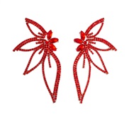 (A1234 silvery red )occidental style wind fashion exaggerating diamond big butterfly earrings super big Earring woman