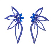 (A1233silvery blue )occidental style wind fashion exaggerating diamond big butterfly earrings super big Earring woman