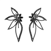 (A1232 Silver Black)occidental style wind fashion exaggerating diamond big butterfly earrings super big Earring woman