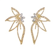 (A1228  Golden white )occidental style wind fashion exaggerating diamond big butterfly earrings super big Earring woman