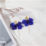 ( sapphire blue )fashion exaggerating high petal Leaf earrings original Earring woman